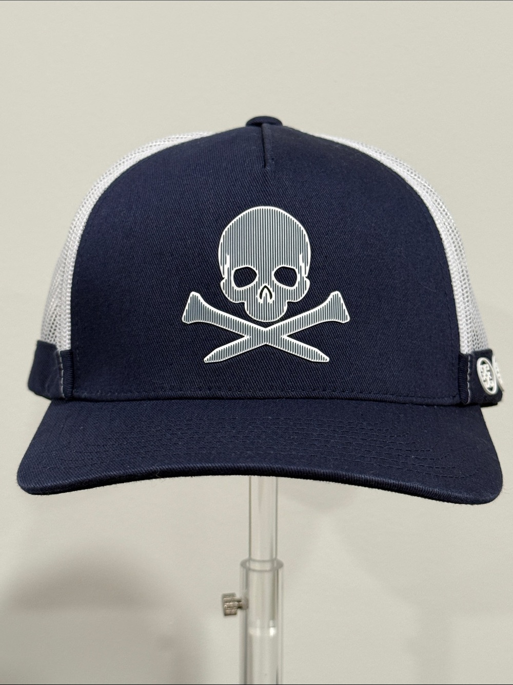 G/FORE Men's Silicone Skull & Tees Navy/White Mesh Back Trucker Hat